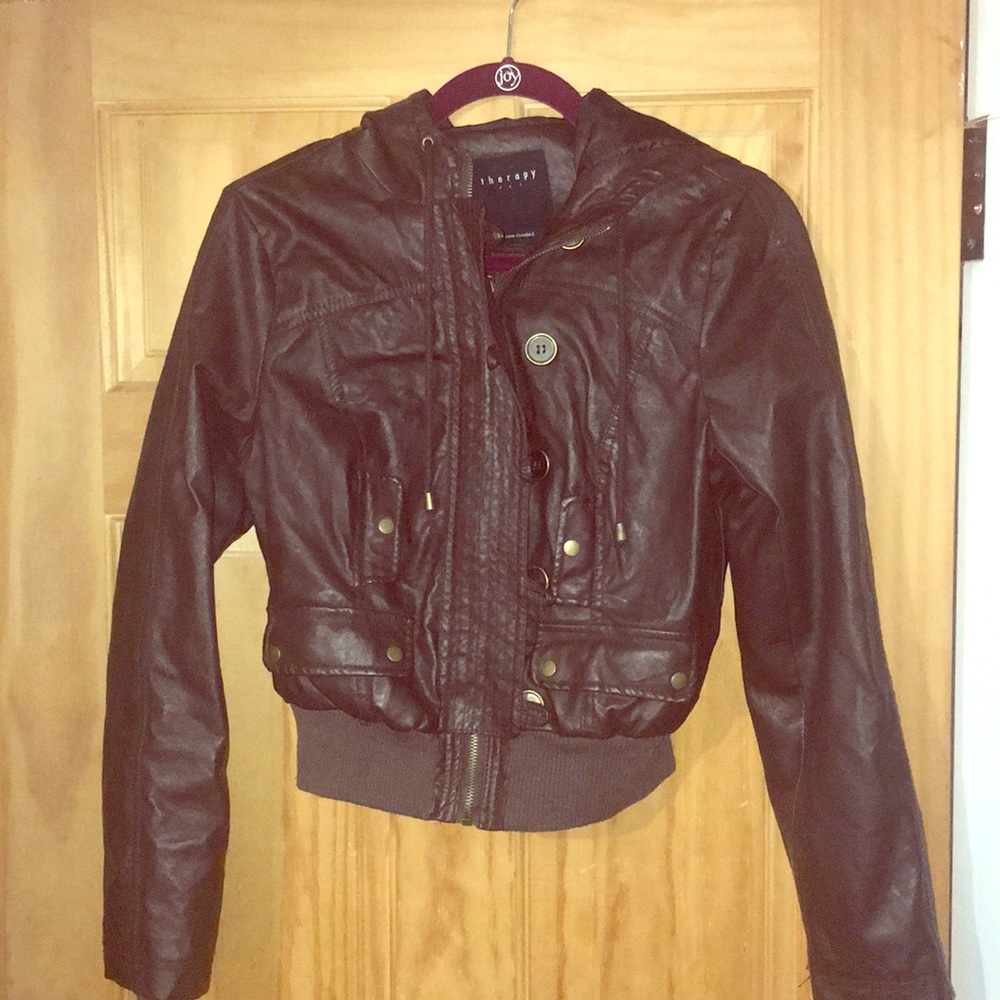 Dark brown leather jacket